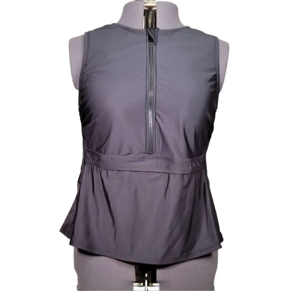 All in Motion Women's Sleeveless Zipper Front Rash Guard Sz 18W